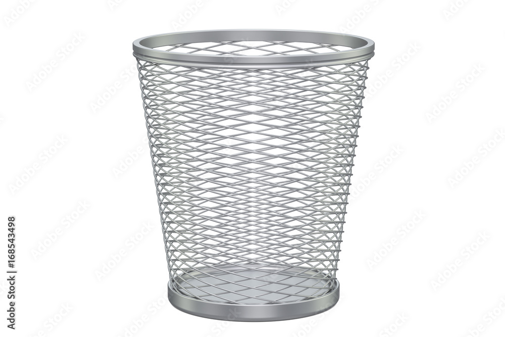 Poster empty metal garbage bin, 3d rendering