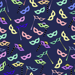 pattern of carnival masks. vector illustration. Drawing by hand.