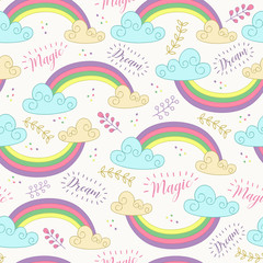 seamless pattern with cute rainbow  - vector illustration, eps
