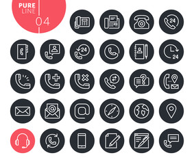 Modern contact, support and location line icons set. Vector illustrations for web and app design and development. Premium quality outline web symbols.
