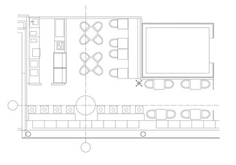 Standard cafe furniture symbols on floor plans