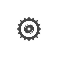 Circular saw blade icon. Vector logo on white background