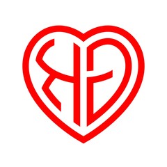 Fototapeta premium initial letters logo kg red monogram heart love shape