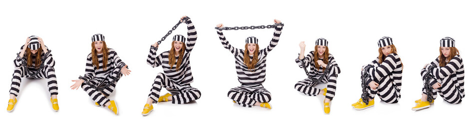 Fototapeta premium Woman prisoner isolated on white