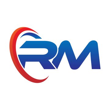 dynamic vector initial letters logo rm with circle swoosh red blue
