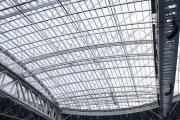 The retractable roof stadium from the inside. Heavy metal design