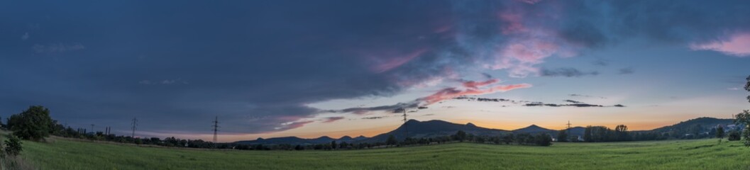 Obraz na płótnie Canvas Color cloud sky after sunset near Lovosice town
