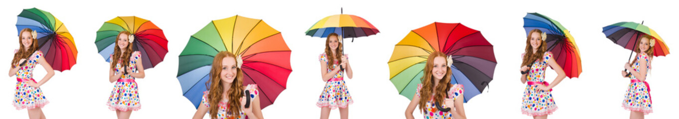 Young girl with colourful umbrella © Elnur