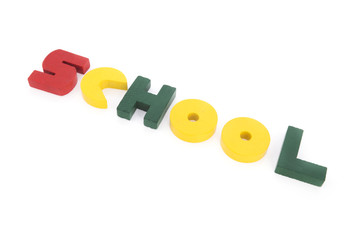 School in colorful wooden letters