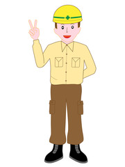 作業員のポーズ