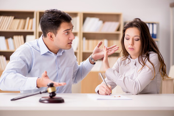 Young family in marriage divorce concept