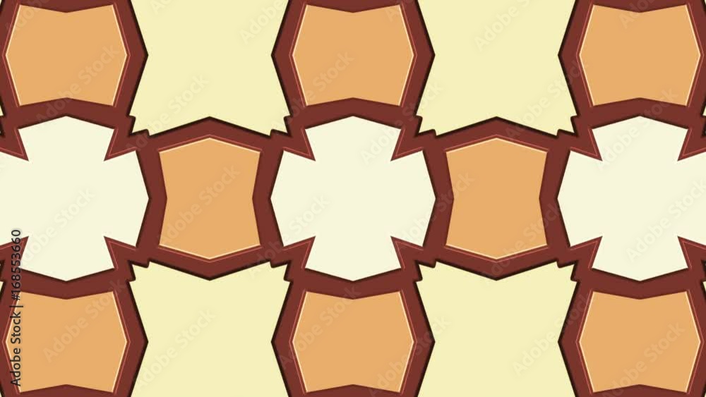 Poster computer animation color pattern with kaleidoscope effect, clip with looping without breaks