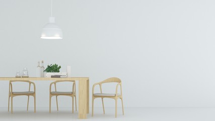 Interior living space in home and wall wood decoration minimal - 3D Rendering