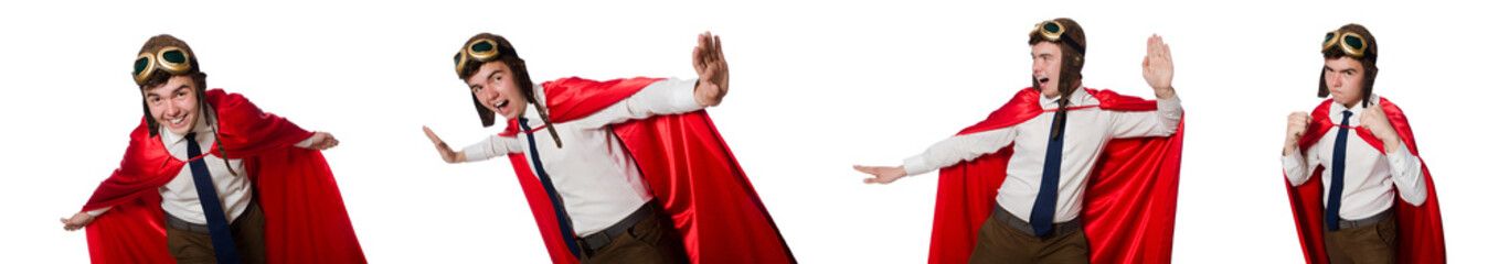 Funny here with briefcase isolated on the white