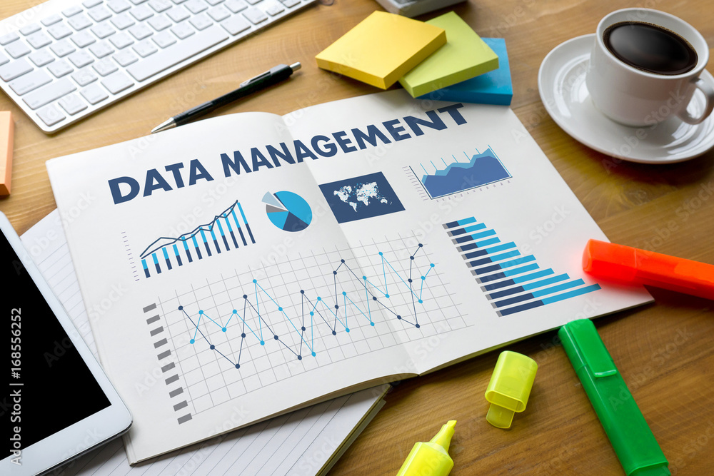 Poster data management file database cloud network technology concept