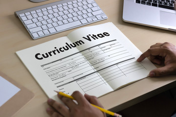 Fototapeta na wymiar CV - Curriculum Vitae (Job interview concept with business CV resume) , BUSINESS OFFICE BUSINESSMAN WORKING application job