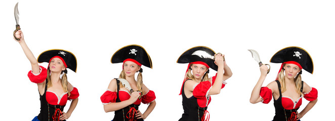 Woman pirate isolated on white
