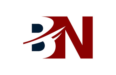 BN Red Negative Space Square Swoosh Letter Logo