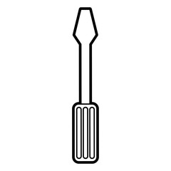 Flat line uncolored screwdriver over white background vector illustration