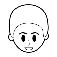 Flat line uncolored man head over white background vector illustartion