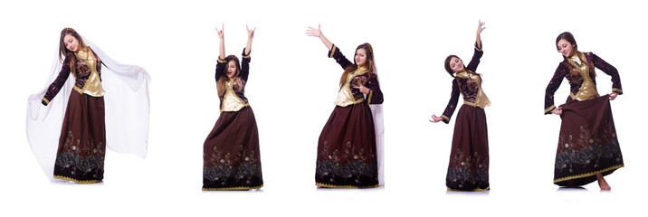 Young lady dancing traditional azeri dance