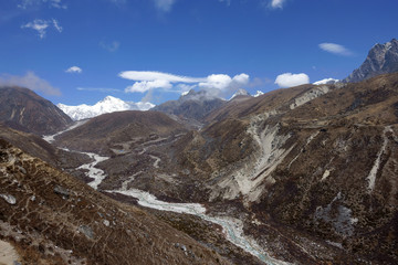 Fototapeta na wymiar Mountain landscape, the path of the glacier