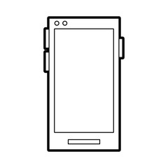 Flat line uncolored smartphone over white background vector illustration