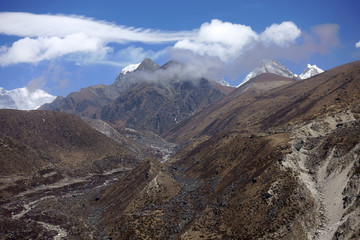  High mountains in a blue sky