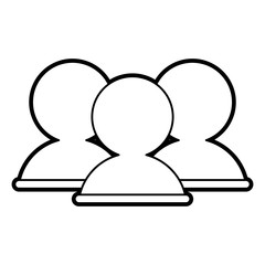 Flat line uncolored people silhouette over white background vector illustration