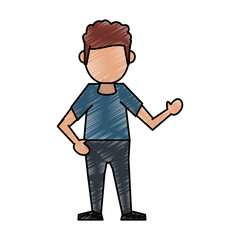 Colorful standing man doodle over white background vector illustration