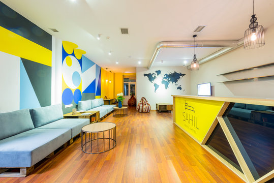 Hotel reception of hostel dormitory