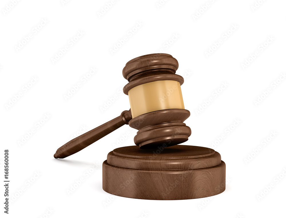 Aufkleber 3d rendering of an isolated dark wood judge gavel resting on a sound block.