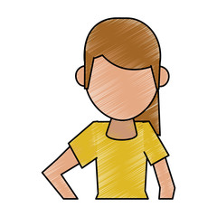 Colorful woman avatar doodle over white background vector illustration