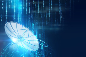 3d illustration of Satellite dish  on abstract technology background