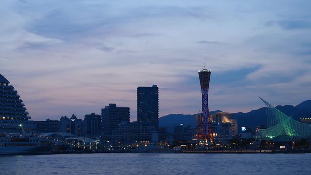 神戸港 開港150年 メリケンパークの夜景（タイムラプス）