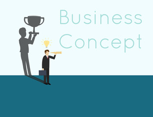 Business man use telescope with shadow wall on the wall. Business vision concept.