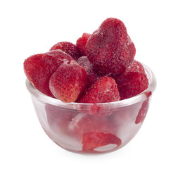 Strawberry frozen strawberries on white background.