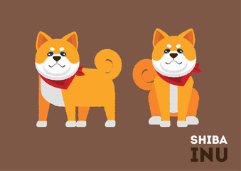 cute Shiba inu dog puppy illustration vector character design
