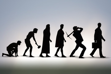 Progression of man mankind from ancient to modern