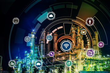 Smart factory concept. Internet of Things. Factory Automation. Sensor network.