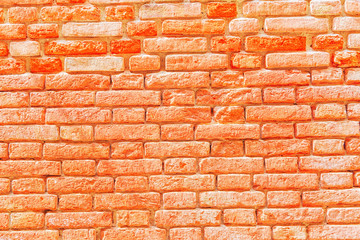 Obraz premium Texture of a brick wall made from an old red bricks. Picture taken in Venice.