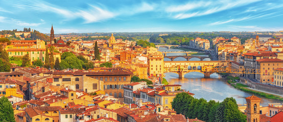 Beautiful landscape above, panorama on historical view of the Florence from  Piazzale Michelangelo...