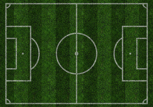 Football green field, soccer, pitch, ground, isolated. Top view