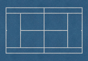 Tennis field. Tennis blue court. Top view. Isolated