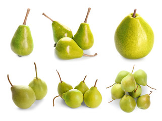 Set of fresh pears isolated on white background