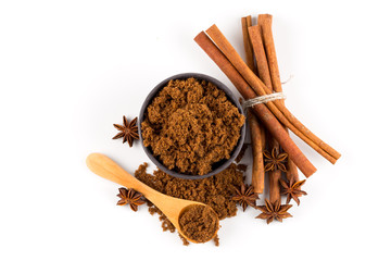 Brown sugar on white
