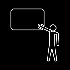 Teacher standing near whiteboard white color icon .