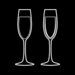 Glass of champagne white color icon .