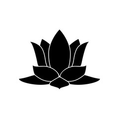 Lotus flower  black color icon .