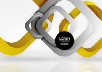 Squares geometric shapes in light grey 3d space